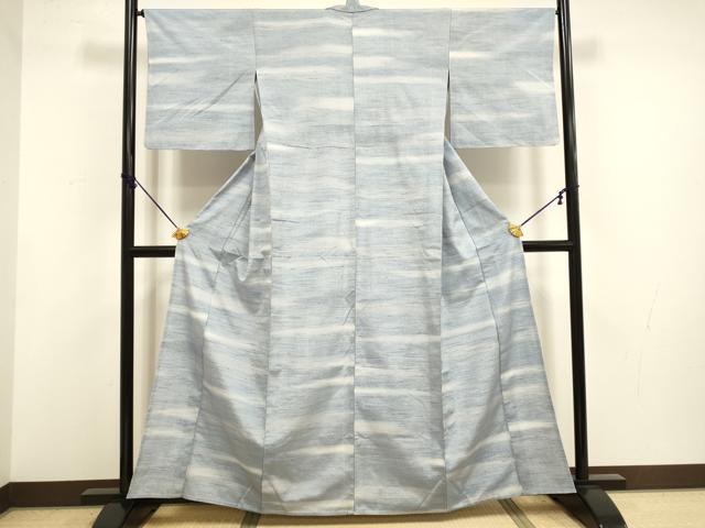 平和屋着物▽上質な紬 単衣 霞文 正絹 逸品 DABF5763du