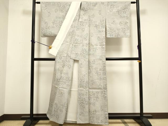 平和屋着物▽大島紬 単衣 枝花文 反端付き 正絹 逸品 DABF5764du