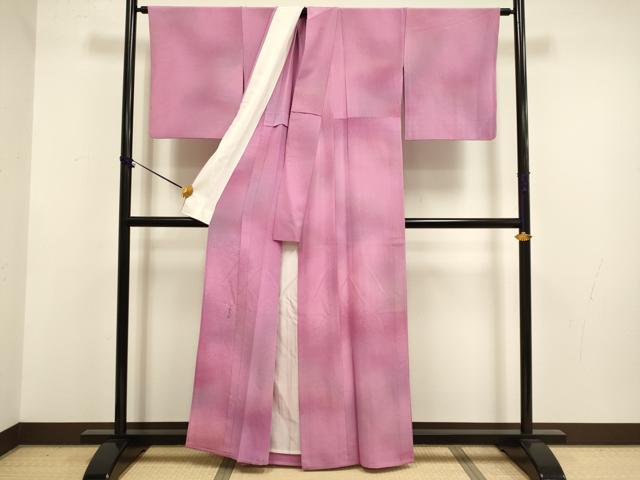 平和屋着物▽上質な小紋 単衣 作家物 霞文 暈し染め 正絹 逸品 DABF5779du