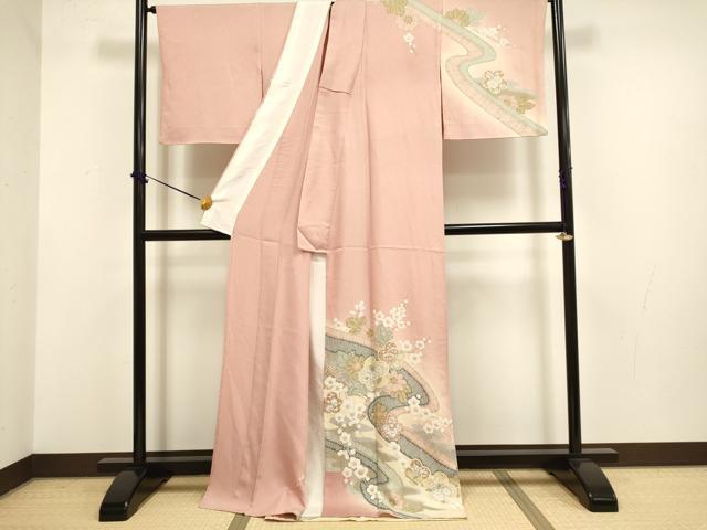 平和屋着物▽訪問着 単衣 絞り 辻が花 暈し染め 金彩 ロング丈 正絹 逸品 DABF5786du