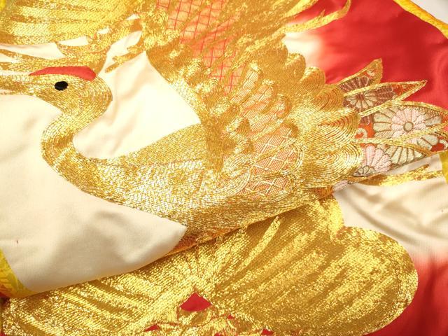 平和屋本店●色打掛 お引きずり 和装 婚礼 結婚式 花嫁 神社挙式 駒刺繍 総刺繍 飛鶴松文 十二単風 逸品 DABF5796du