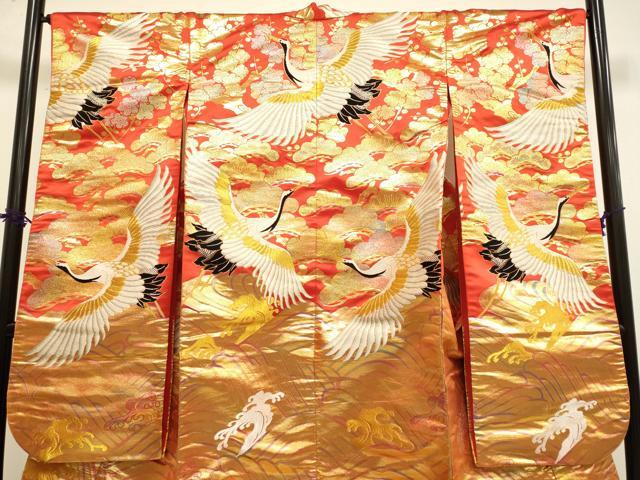 平和屋本店●色打掛 お引きずり 和装 婚礼 結婚式 花嫁 神社挙式 唐織 立波飛鶴梅松文 金銀糸 逸品 DABF5802du