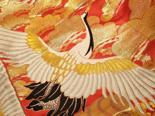 平和屋本店●色打掛 お引きずり 和装 婚礼 結婚式 花嫁 神社挙式 唐織 立波飛鶴梅松文 金銀糸 逸品 DABF5802du