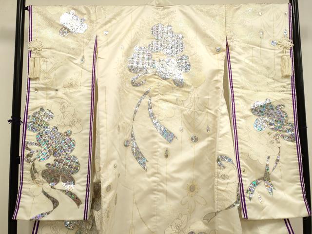 平和屋本店●色打掛 お引きずり 和装 婚礼 結婚式 花嫁 神社挙式 花束ね文 銀彩 十二単風 DABF5811du