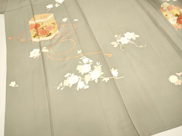 平和屋着物▽訪問着 単衣 刺繍 貝桶花文 金彩 正絹 逸品 DABF5823du