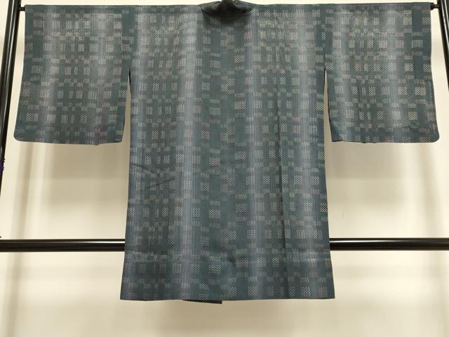 平和屋着物▽道中着 スリーシーズン 春夏秋 塵除け 格子柄 ロング丈 正絹 逸品 DABF5835du