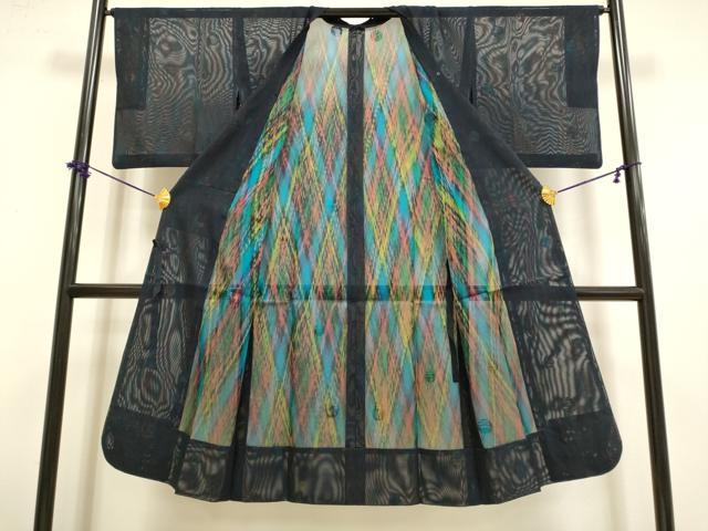 平和屋着物▽道行コート スリーシーズン 春夏秋 塵除け 紗 丸文 ロング丈 正絹 逸品 DABF5836du