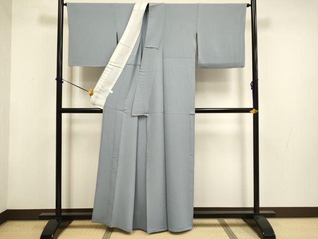 平和屋着物▽上質な色無地 単衣 桔梗鼠色 正絹 逸品 DABF5843du