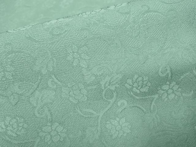 平和屋着物▽上質な色無地 単衣 花唐草地紋 薄青色 正絹 逸品 DABF5844du