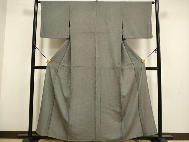 平和屋着物▽江戸小紋 単衣 万筋 暗黒色×絹鼠色 さんび謹製 洗える着物 DABF5846du
