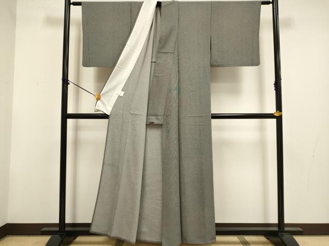 平和屋着物▽江戸小紋 単衣 万筋 暗黒色×絹鼠色 さんび謹製 洗える着物 DABF5846du