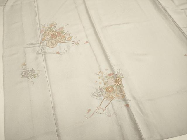 平和屋着物▽中国三大刺繍 スワトウ刺繍 汕頭刺繍 総刺繍 訪問着 単衣 花車文 金糸 正絹 逸品 DABF5848du