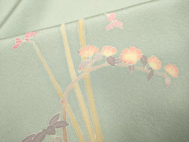 平和屋着物▽訪問着 単衣 友禅 作家物 草花文 暈し染め 正絹 逸品 DABF5852du