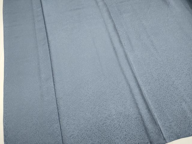 平和屋着物▽上質な色無地 単衣 花鳥地紋 濃い薄鼠色 正絹 逸品 DABF5854du