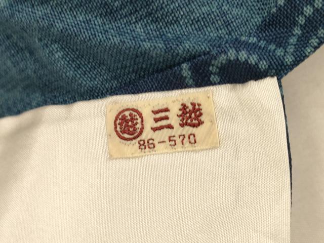 平和屋着物▽阿波藍染 阿波友禅 徳島県無形文化財保持者 香川卓美 訪問着 単衣 紬地 型染め 菊 三越扱い 正絹 逸品 DABF5865du