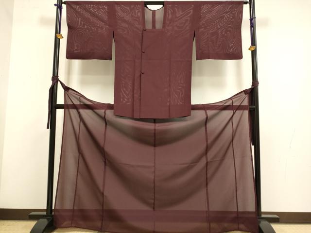平和屋着物▽道行コート 二部式 スリーシーズン 春夏秋 塵除け 絽 バーガンディー色 洗える着物 DABF5867du