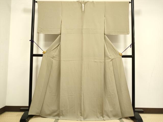 平和屋着物▽上質な色無地 単衣 唐草地紋 空五倍子色 正絹 逸品 未使用 DABF5871du