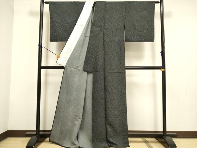 平和屋着物▽江戸小紋 単衣 京都きもの 黒地 洗える着物 DABF5874du