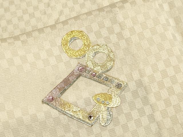 平和屋着物▽訪問着 単衣 器物文 ラインストーン 金銀彩 正絹 逸品 DABF5877du