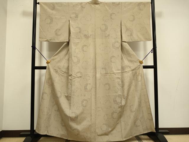 平和屋着物▽本塩沢 単衣 雪輪花文 正絹 逸品 DABF5884du
