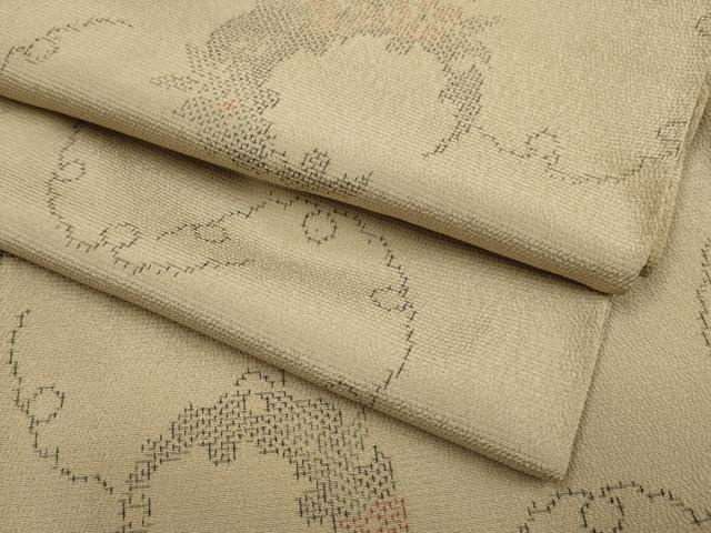 平和屋着物▽本塩沢 単衣 雪輪花文 正絹 逸品 DABF5884du