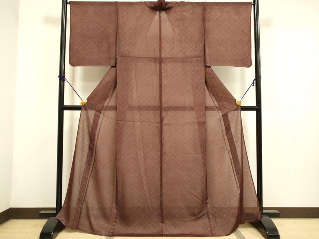 平和屋着物▽上質な小紋 無双 紗袷 紗×絽 格子 正絹 逸品 DABF5887du