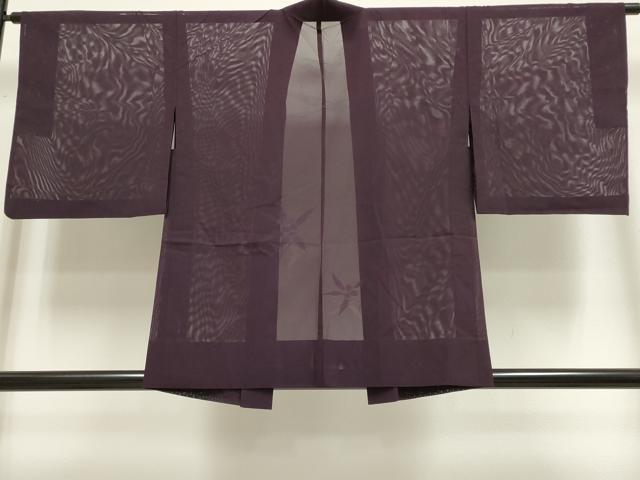 平和屋着物▽羽織 スリーシーズン 春夏秋 塵除け 草花紋紗 似せ紫色 正絹 逸品 DABF5889du