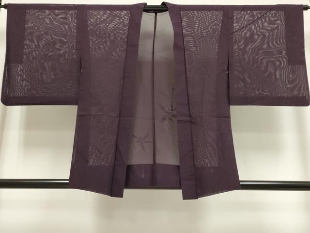 平和屋着物▽羽織 スリーシーズン 春夏秋 塵除け 草花紋紗 似せ紫色 正絹 逸品 DABF5889du
