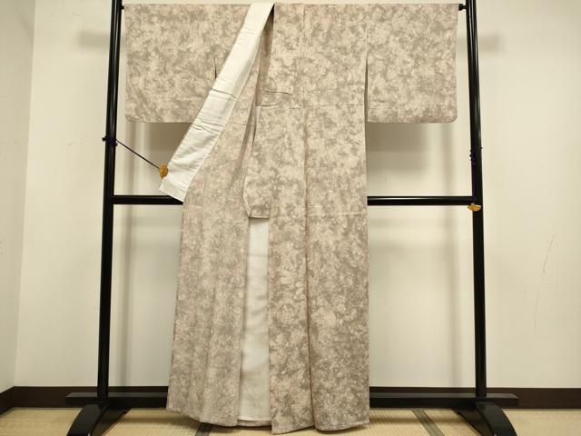 平和屋着物▽上質な小紋 単衣 霞文 正絹 逸品 DABF5900du