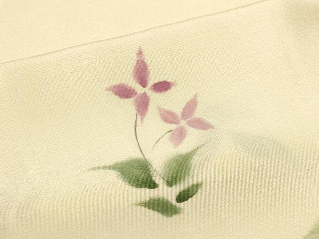 平和屋着物▽上質な小紋 単衣 手描き 草花文 正絹 逸品 DABF5905du