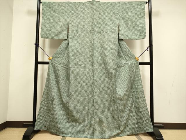 平和屋着物▽小紋 単衣 鹿の子文様 洗える着物 DABF5913du