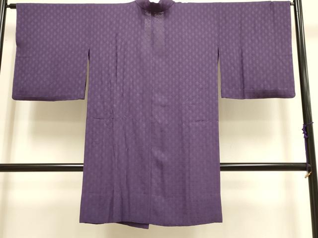平和屋着物▽道中着 スリーシーズン 春夏秋 塵除け 七宝花文 滅紫色 正絹 逸品 DABF5916du