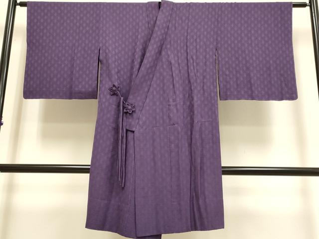 平和屋着物▽道中着 スリーシーズン 春夏秋 塵除け 七宝花文 滅紫色 正絹 逸品 DABF5916du