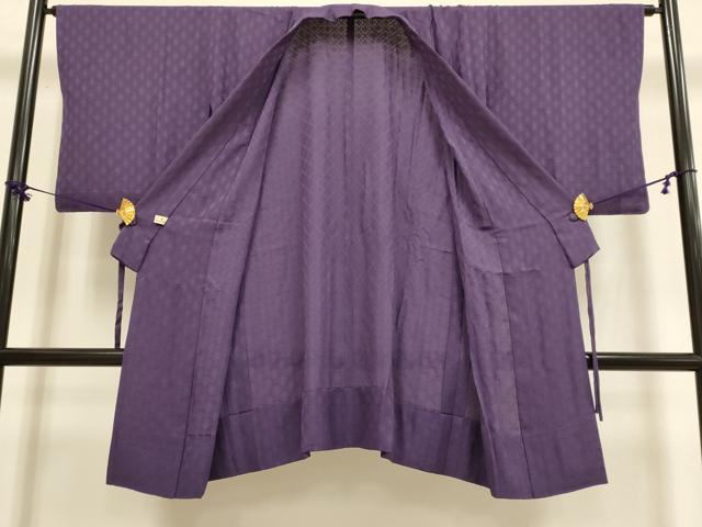 平和屋着物▽道中着 スリーシーズン 春夏秋 塵除け 七宝花文 滅紫色 正絹 逸品 DABF5916du
