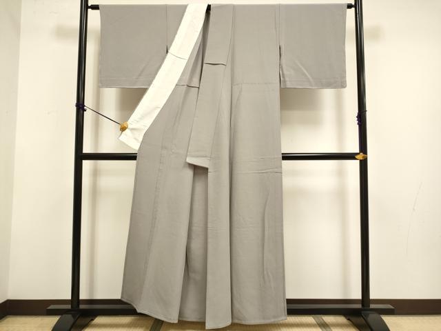 平和屋着物▽上質な色無地 単衣 江戸鼠色 正絹 逸品 DABF5926du