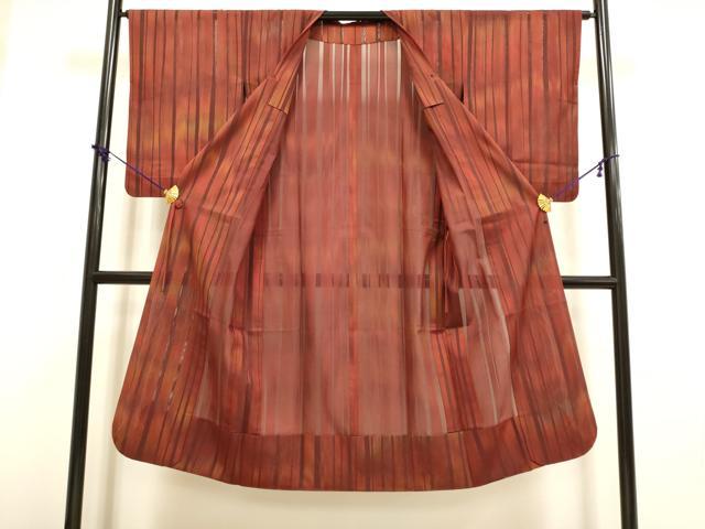 平和屋着物▽道行コート スリーシーズン 春夏秋 塵除け 間道 ロング丈 正絹 逸品 DABF5934du