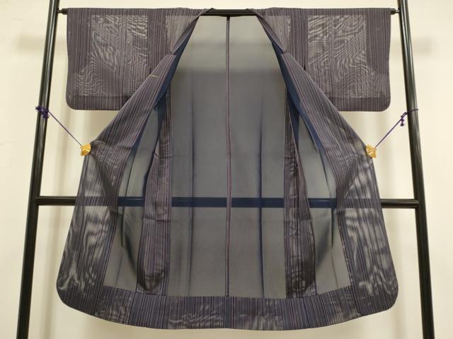 平和屋着物▽道行コート スリーシーズン 春夏秋 塵除け 二重紗 縞 ロング丈 正絹 逸品 DABF5935du