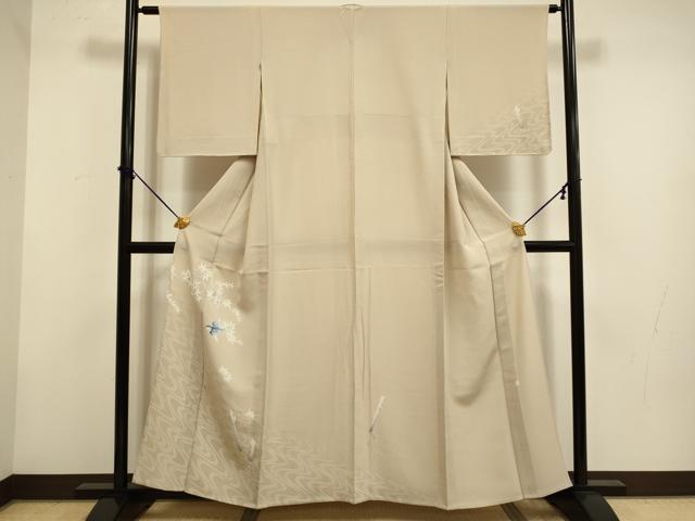 平和屋着物▽鎌倉友禅 坂井教人 日本工芸会正会員 訪問着 単衣 刺繍 流水飛鳥楓文 金彩 正絹 逸品 DABF5944du
