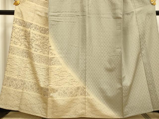 平和屋着物▽インド・アッサム 野蚕糸 手織 ムガシルク ゴールデンムガ 訪問着 単衣 花織 横段花文 証紙付き 正絹 逸品 DABF5948du