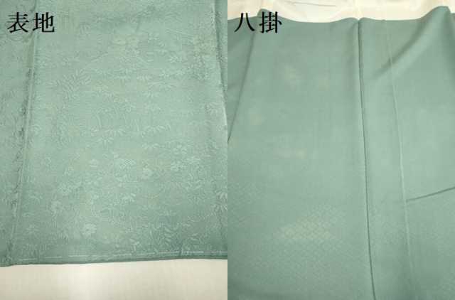 平和屋着物▼上質な色無地 風景花地紋 千草色 さが美扱い 正絹 逸品 未使用 DABF5954du