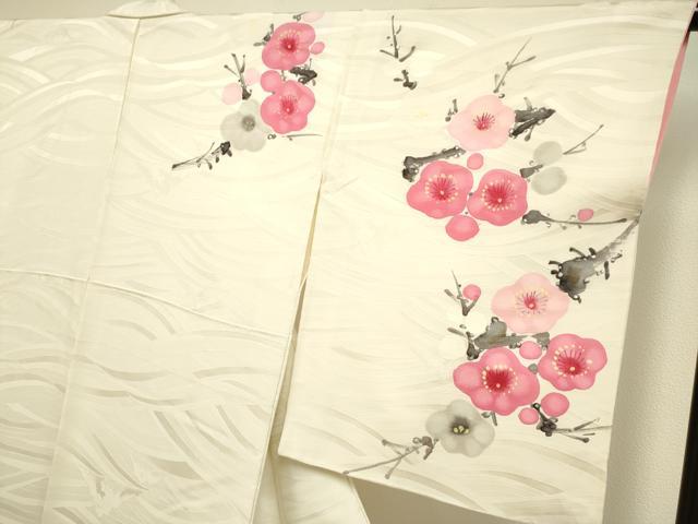 平和屋着物▼訪問着 手描き 枝梅文 金彩 正絹 逸品 DABF5959du