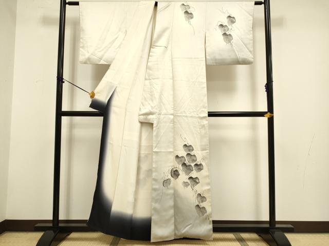 平和屋着物▼訪問着 作家物 手描き 蔦の葉文 暈し染め 正絹 逸品 DABF5975du