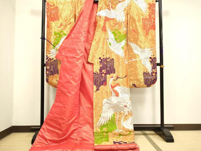 平和屋本店●色打掛 お引きずり 結婚式 和装 婚礼 神社挙式 花嫁 総刺繍 金銀糸 御所車飛鶴花文 逸品 DABF5990du