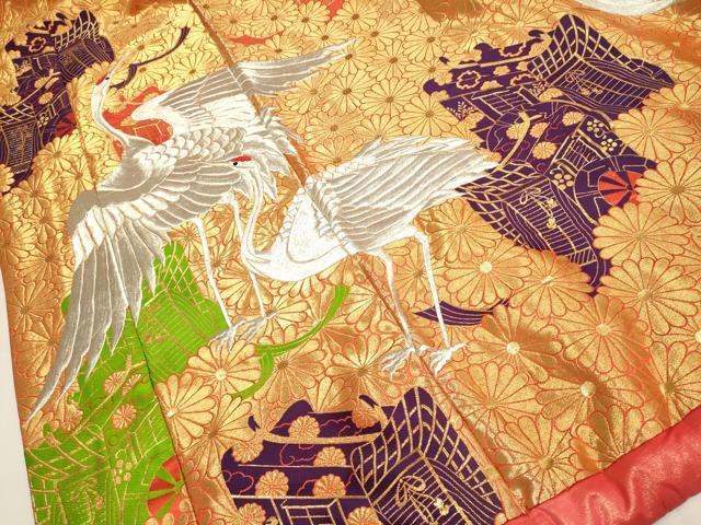 平和屋本店●色打掛 お引きずり 結婚式 和装 婚礼 神社挙式 花嫁 総刺繍 金銀糸 御所車飛鶴花文 逸品 DABF5990du