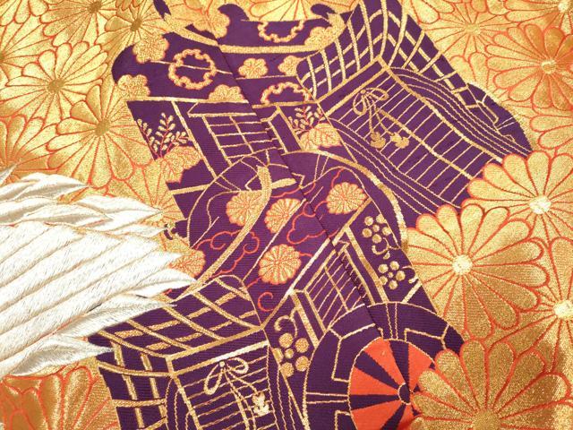 平和屋本店●色打掛 お引きずり 結婚式 和装 婚礼 神社挙式 花嫁 総刺繍 金銀糸 御所車飛鶴花文 逸品 DABF5990du
