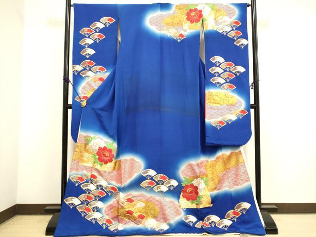 平和屋本店●お引きずり・お引き摺り・引き振袖 和装 結婚式 舞妓 芸妓 芸者 衣装 駒刺繍 総刺繍 扇花文 暈し染め 金銀彩 逸品 DABF5991du