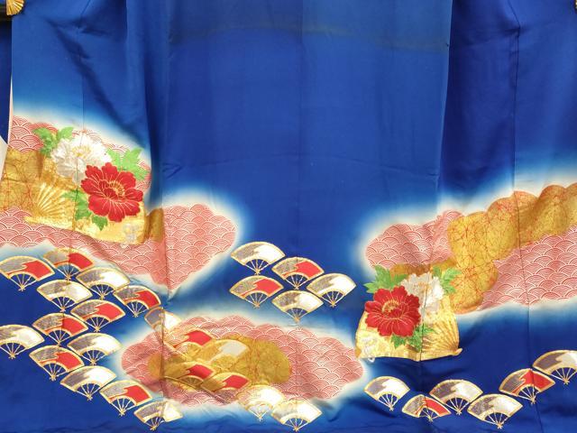 平和屋本店●お引きずり・お引き摺り・引き振袖 和装 結婚式 舞妓 芸妓 芸者 衣装 駒刺繍 総刺繍 扇花文 暈し染め 金銀彩 逸品 DABF5991du