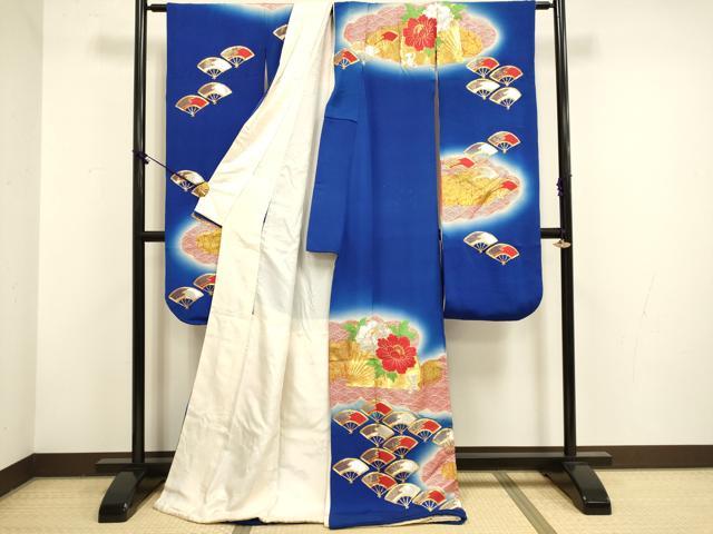 平和屋本店●お引きずり・お引き摺り・引き振袖 和装 結婚式 舞妓 芸妓 芸者 衣装 駒刺繍 総刺繍 扇花文 暈し染め 金銀彩 逸品 DABF5991du
