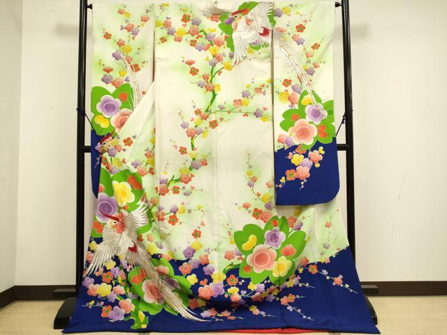 平和屋本店●お引きずり・お引き摺り・引き振袖 和装 結婚式 舞妓 芸妓 芸者 衣装 刺繍 尾長鳥梅文 暈し染め 金銀糸 DABF5994du