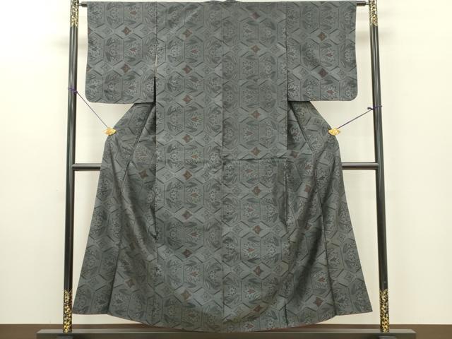 平和屋着物■本場大島紬 亀甲草花文 正絹 逸品 DABF6004zy